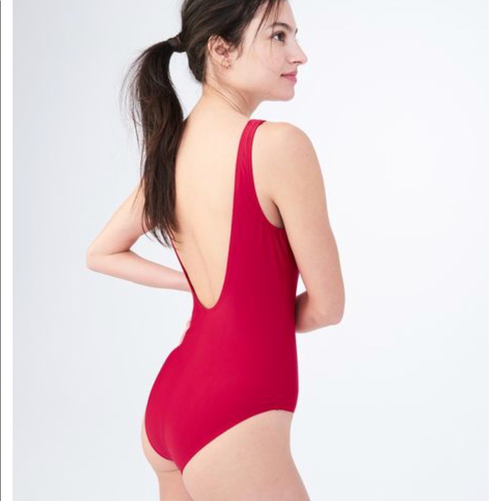 Red one piece bathing suit